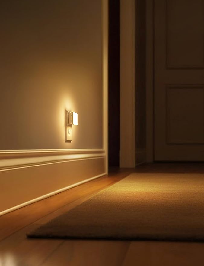 L LOHAS LED Night Lights Plug into Wall 2-Pack, 0.3W Plug in Night Light, Dusk to Dawn, 3000K Soft White, Bright Nightlight Auto-On/Off, for Adults Kids Room Bedroom Bathroom Hallway Kitchen, Non-Dim