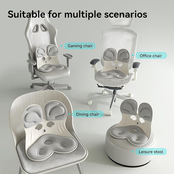 BKT Seat Cushion Chair Ergonomic Office Chair Cushions Lumbar Support for Seat Pillow Ideal for Students Office Workers Nursing Mothers Long Sitting Outdoor Fishing Floor (Grey) | Premium upgraded materials for long sitting. Comfort for students, nursi...