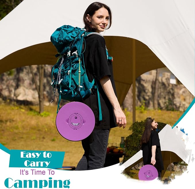 Collapsible Stool with Cushion,1000 lbs Capacity,19.7-in Adjustable Height | Wider & Taller Heavy Duty Portable Telescoping Folding Seat Chair for Adults Camping,Fishing,Travel,Queue Wait,Stadium View
