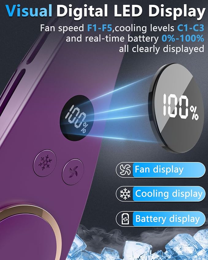 Neck Fan with Cooling Plate-35dB Quiet Powerful fans that blow cold air-5 Speed&Power LED Display-24H USB 5500mAh Bladeless Wearable Personal AC Cooler for Women,Men,Kids,Travel,Outside,Indoor Black