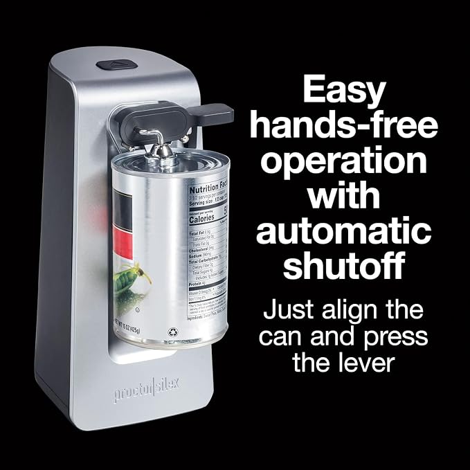 Proctor Silex SureCut Electric Automatic Can Opener for Kitchen with Stainless Steel Blade, Twist-off Easy-Clean Lever, Cord Storage, Extra Tall, Silver (75225), Extra Tall (Pack of 2)