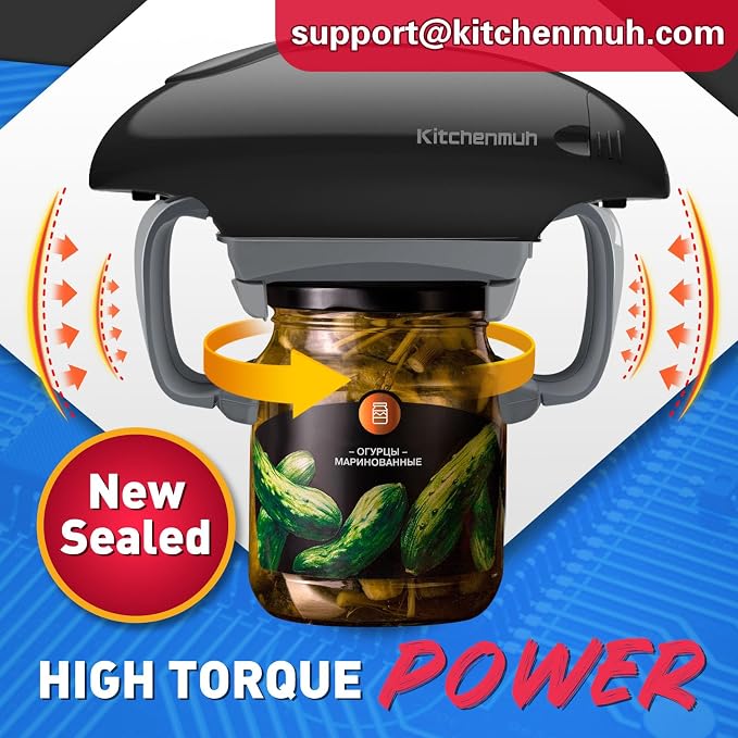 Higher Torque Electric Jar Opener for Seniors with Arthritis Fit Almost Jars Size, Strong Tough Automatic Jar Opener for Weak Hands, Hands Free Battery Operated Bottle Opener for Arthritic Hands Black