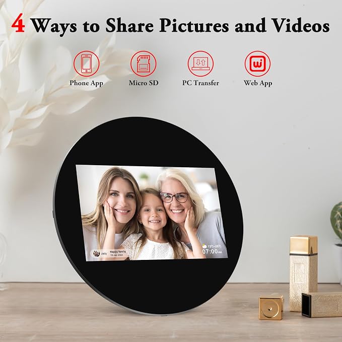 SAMMIX Digital Picture Frame 10.1 Inch WiFi Digital Photo Frame, IPS HD Touch Screen, 32GB Storage, Slideshow, Easy to Share Photos and Video via Uhale APP, Gift for Family