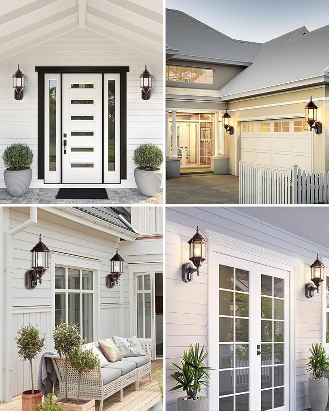 Redluck Motion Sensor Outdoor Lights, 16 inch Dusk to Dawn Outside Porch Lights, Waterproof Anti-Rust Aluminum Outdoor Wall Lights for House, Garage, Front Door, Antique Black and Bronze Gold