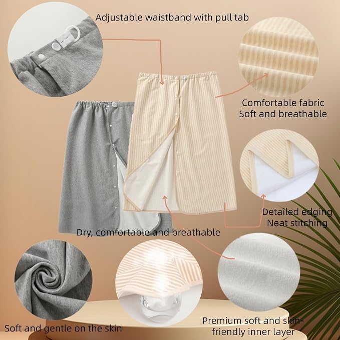 Yodilala Unisex Full Open Adult Diaper Skirt, Waterproof, Adjustable, Reusable Incontinence for Adults, Elderly, Children(Grey,M)