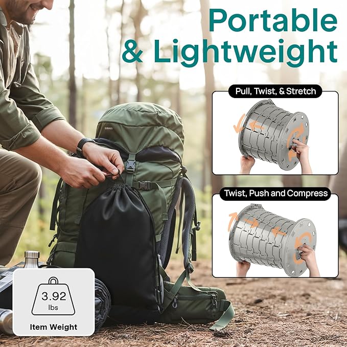 SereneLife Foldable Toilet Seat for Camping, Adjustable Height Portable Travel Potty with Lid, Carry Bag, Non-Slip Base, 331 lbs Capacity + 3-Pack Flushable Wipes, for Car, Hiking, Outdoor Use, Gray