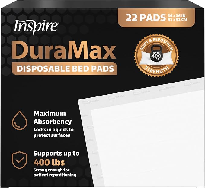 Inspire Extra Large Super Absorbent Disposable Bed Pads for Incontinence Ultra Thick and Absorbent Bed Pads Disposable Adult | Puppy Pads | Pee Pads for Adults (Duramax 36" x 36")