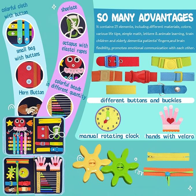 Fidget Blanket for Adults with Dementia, Fidget Blankets for Seniors for Anxiety Relief, Alzheimers and Dementia Sensory Mat for Elderly