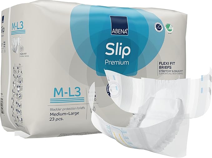Abena Slip Flexi-Fit Premium Incontinence Briefs, Level 3, (Medium to Extra Large), Medium/Large, 92 Count