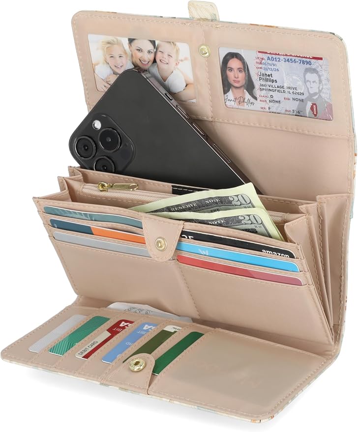 Mundi File Master Womens RFID Blocking Wallet Clutch Organizer With Change Pocket
