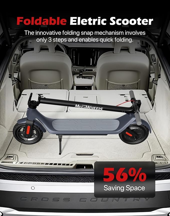 Electric Scooter with 10in Pneumatic Tires, 10.2Ah Battery, 19 Miles, 350W Motor, 15.5MPH, 265lbs Max Load, APP Control, Cruise Control, Foldable E Scooter for Adults and Teens, UL2272