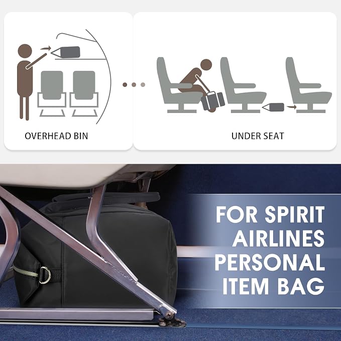 WANDF For Spirit Airlines Personal Item Bag 18x14x8 Underseat with Wet Pocket & Shoe Compartment & Tsa Approved Toiletry Bag