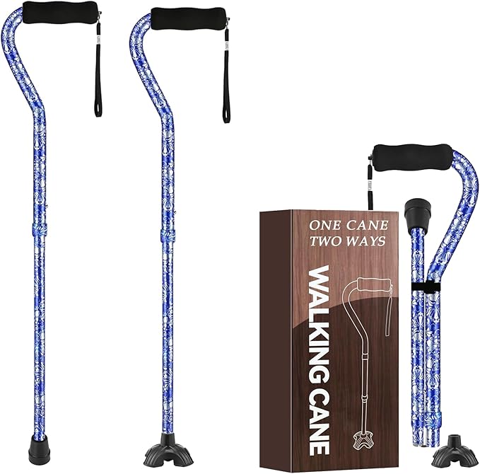 Floral Canes for Women Folding Cane for Stability with Non-Slip Base, Adjustable Walking Cane for Seniors - Lightweight Collapsible Walking Sticks with T & Offset Handle