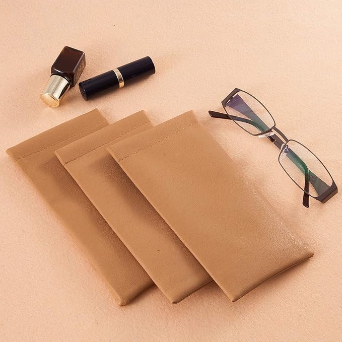 TRIUMPH VISION Eyeglass Case Glasses Case Soft Sunglass Pouch Sleeve 3 Pack | Slim Lightweight Alternative to Bulky Case, Leather Lined Protect Lens, Squeeze Easy to Use, Stylish Portable for Daily Use