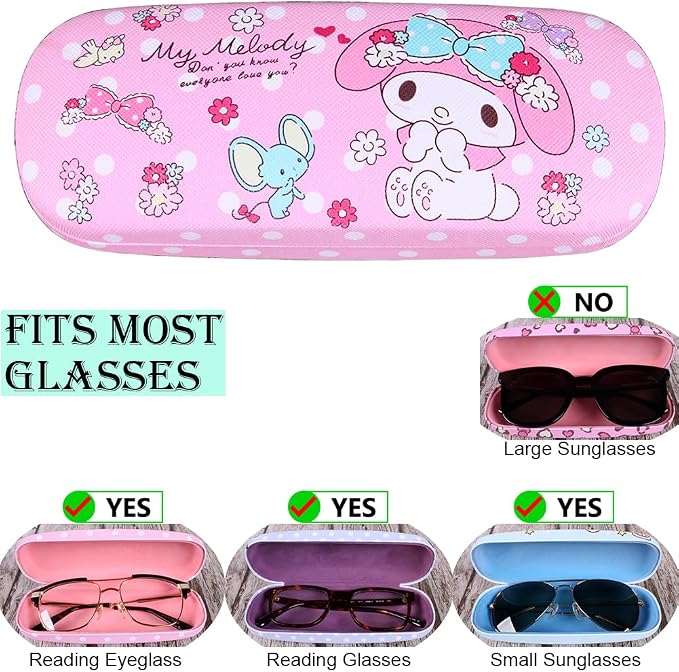 ADBGV Cute Stylish Hard Shell Eyeglasses Cases Protective Case Storage Box With Glasses Cloth Eyeglass Strap for Girl Teen