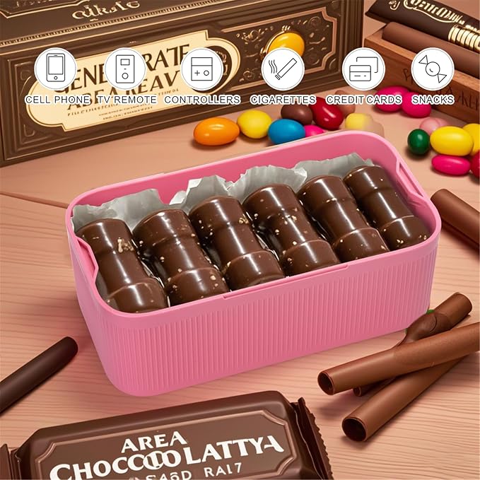 Lockable Storage Box,Medicine Lock Box Travel Case,Refrigerator Bin Container for Food,Medicines,Snacks,Locking Mobile Cell Phone Device Jail,Lockbox for Office,Home,School,Father Gift (Berry Small)