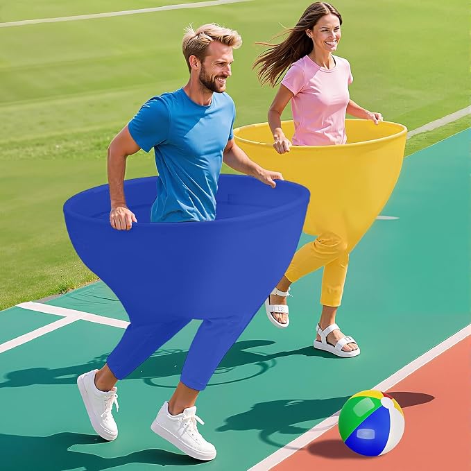 ROMANKAS Granny Pants Outdoor Games for Adults and Family with 8 Bouncy Balls and 1 Air Pump (Random Colors) 2 Pack Color Mixing Oversize Granny Pant Yard Game Giant Pants Games for Outdoor Game
