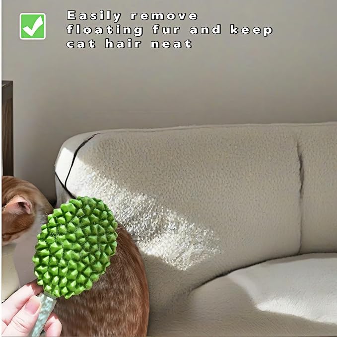 Pet Durian Massage Comb, Dual-Sided Cat Dog Grooming Tool with Back Scraping Teeth, Green, 8.66 inch