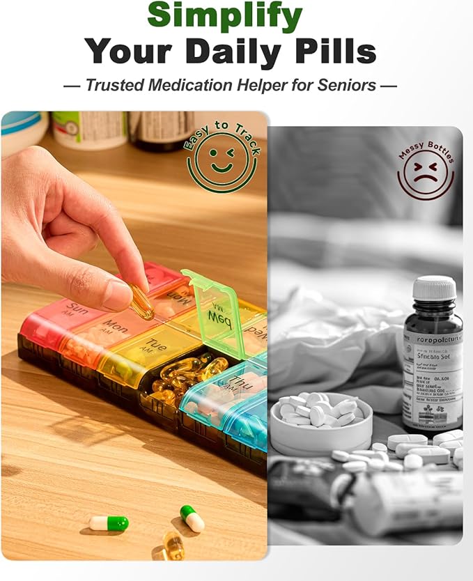 Colorwing Extra Large Pill Organizer 2 Times a Day, Weekly XL AM PM Pill Case, 7 Day Pill Box Twice a Day, Oversized Daily Medicine Pill Organizer for Vitamin, Big Pill Container, Medication Dispenser
