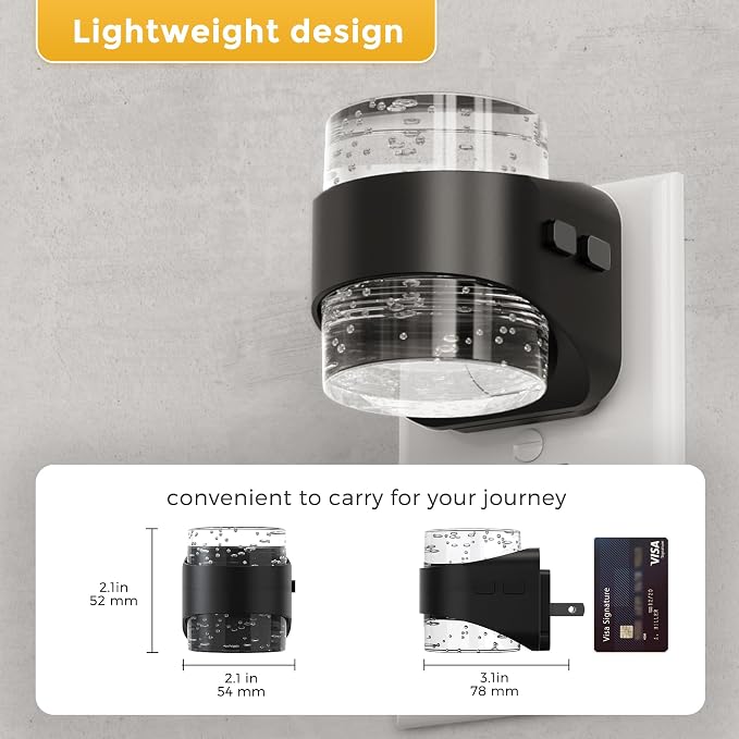 L LOHAS LED Night Light, RGB Bubble Night Lights Plug into Wall, 10-Color Change Night Light,Dimmable Nightlights with Dusk to Dawn Sensor for Rooms Bathroom Hallway