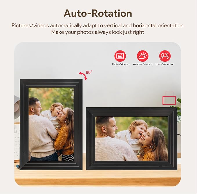 10.1 Inch WiFi Digital Picture Frame,Encrypted & Private Photo/Video Sharing,IPS Touch Screen, 16GB Invite Unlimited Family via Uhale App,Gift for Mother's Day, Parents, Grandparents