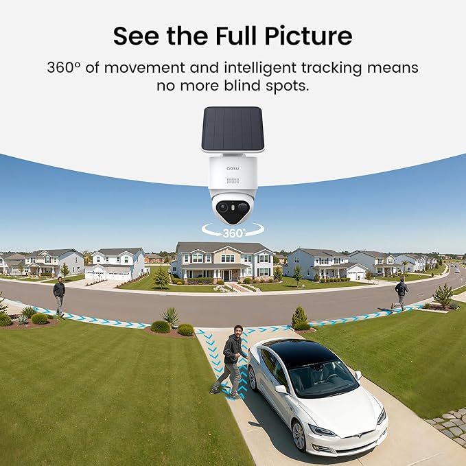 aosu T2 Ultra 4K Solar Security Camera Wireless Outdoor, Smart Home Security Camera with TrueColor Night Vision, AI Recognition & Motion Tracking, 360°Pan&Tilt, aosuCortex Compatible, 1 Pack