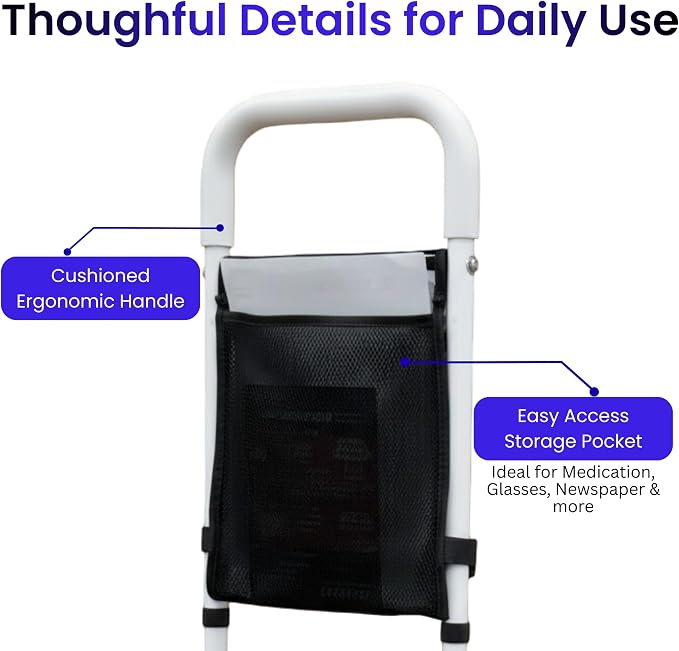 Two Step Stool with Handle for Elderly, 350 lbs Capacity, Heavy Duty Rv Steps with handrail Bed Step for High Beds, Adjustable 5-Level Handrail, for Grandpa