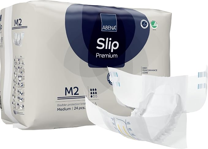 Abena Slip Premium Incontinence Briefs, Level 2, (Extra Small to Extra Large Sizes), Medium, 24 Count