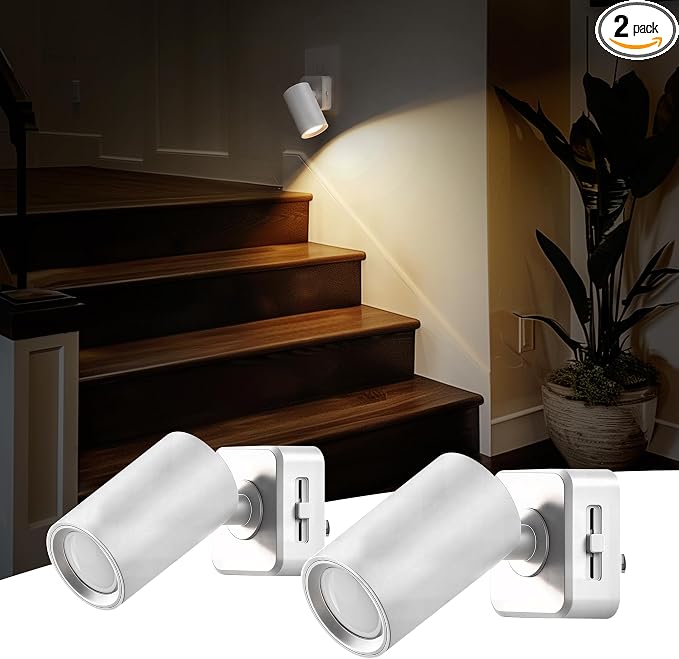 L LOHAS LED Night Lights Plug into Wall,[2-Pack] Wall Spot Lights Indoor with Light Sensor,3000K Soft White Night Lights,for Home Decor Party Bathroom,Hallway