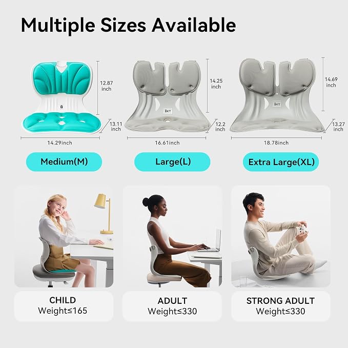 BKT Seat Cushion Chair Ergonomic Office Chair Cushions Lumbar Support for Seat Pillow Ideal for Students Office Workers Nursing Mothers Long Sitting Outdoor Fishing Floor (XL-Silvery Grey)