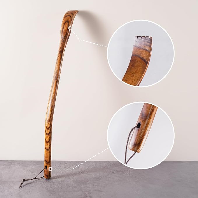 Tomorotec Back Scratcher, Camphor Wood Curved Long Handle for Men Women | Hand-Carved Lightweight Itch Relief Body Scratch Tool, 17.5 Inch, Great Gift For Adults Seniors Dad Mom Grandparents