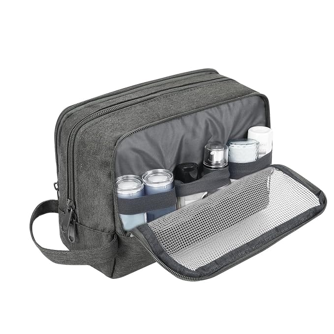 WANDF Travel Toiletry Bag for Men, Small Dopp Kit for Toiletries | Water-Resistant Fabric, Travel Bag for Toiletries, Compact Storage, Shaving Accessories, Weekend Trips