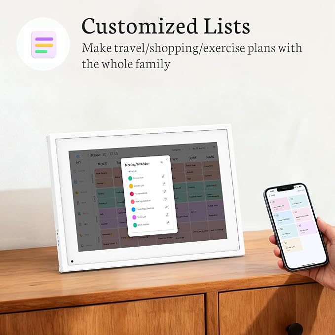 BSIMB 10.1 inch Digital Calendar, Touch Screen Smart Calendar Interactive Display, Chore Chart, to-Do List, Meal Planner, Electronic Planner with Desktop Rack, Great for Organizing Your 2026 Schedule