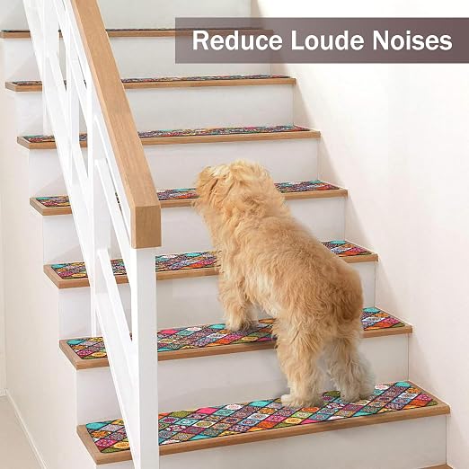 Non Slip Carpet Stair Treads for Wooden Steps Indoor, 1 Pack Stair Runners Covers Staircase Step Rugs Stair Mats for Kids Elders and Dog