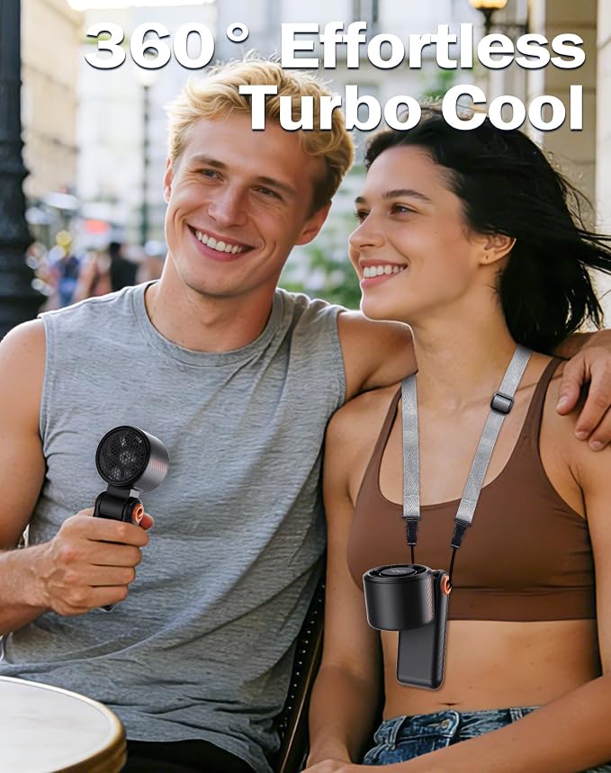 Portable High-Speed Handheld Fan with LED Display, [Smart Power & Wind Control], 4000mAh Rechargeable Mini Personal Fan, 5 Speeds, Quiet USB Travel Fan for Outdoor, Commuting