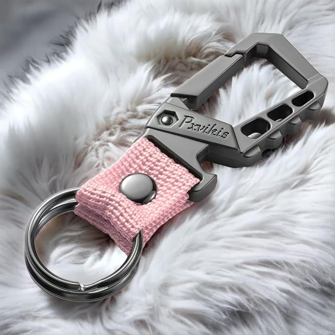 Metal heavy duty key chain carabiner clip bottle opener wrist lanyard ring car key fob unisex for men and women
