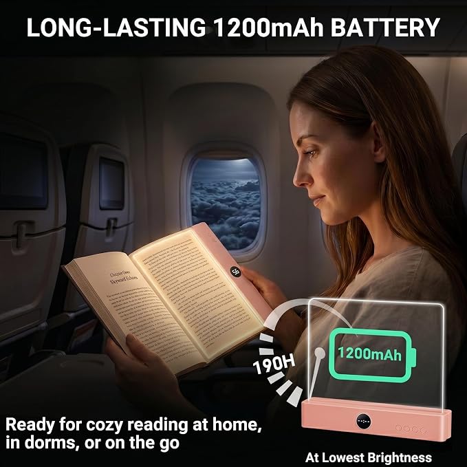30 LED Book Light for Reading at Night in Bed, Rechargeable Book Page Light, 3 Color Temperatures, Stepless Dimming, 1-99 Min Timer, 2-in-1 Reading Light Light & Night Light, Gift for Readers Pink