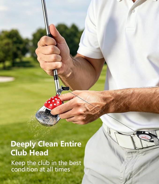 Mini Golf Club Brush Cleaner with Retractable Clip, Cool Golf Accessories for Men/Women Golf Stuff Golf Gadgets Unique Golf Golf Gifts for Men