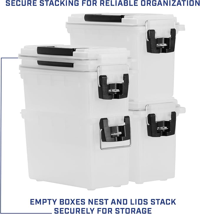 Sheffield Ammo Box Made in USA, Stackable Lockable Ammo Storage Box, Frost | 2 Pack Lockable Storage Box, Water and Dust Resistant Dry Box, Secures Hunting Gear, Gun Accessories, Supplies, and Bullets