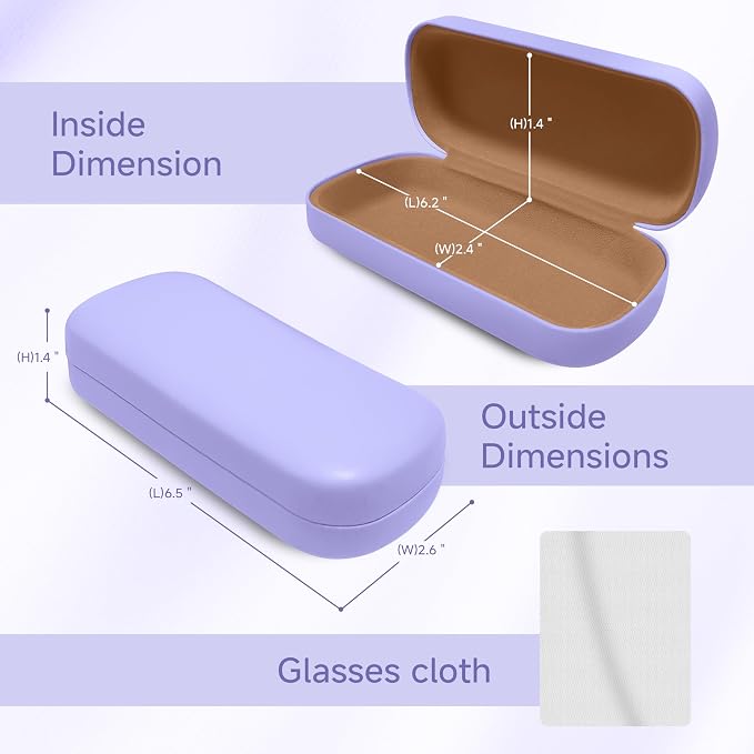 Glasses Case Large Hard Shell, PU Leather Protection for Eyeglasses Case