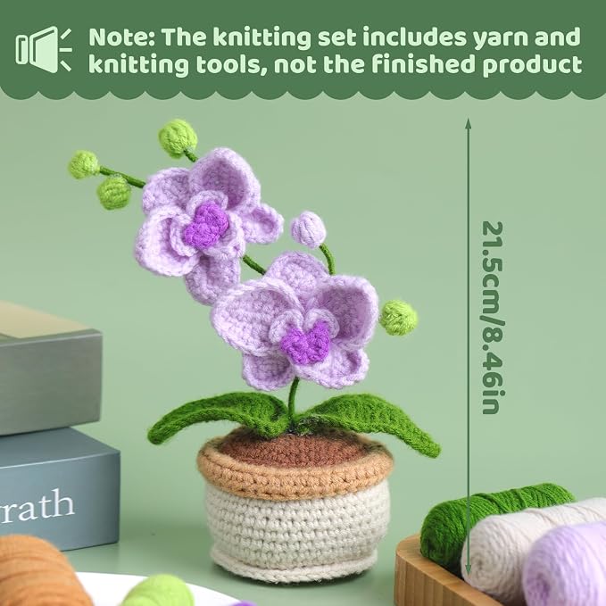 Crochet Kit, Crochet Kit for Beginners, Butterfly Orchid Knitting Kit | Beginner Crochet Kit, Crochet Flower Kit with Step-By-Step Video Tutorials, Beginner Crochet Kit for Adults