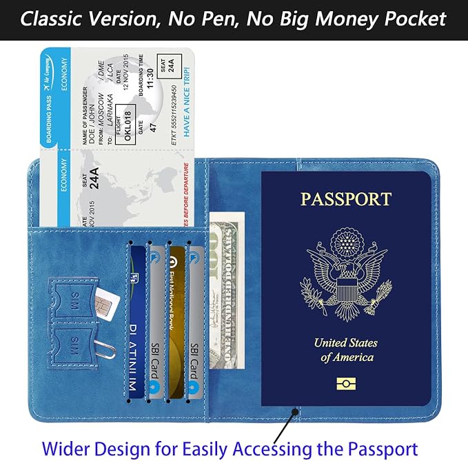 Passport Holder, Travel Essentials, Passport Cover, RFID Travel Wallet | Passport Wallet, Travel Accessories, RFID Blocking, Synthetic Leather Card Case, International Must Haves, For Women Men