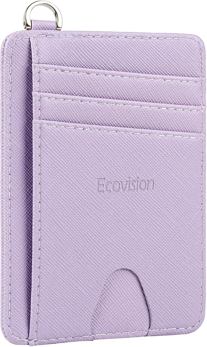 Slim Minimalist Front Pocket Wallet, RFID Blocking Credit Card Holder Wallet with Detachable D-Shackle for Men Women