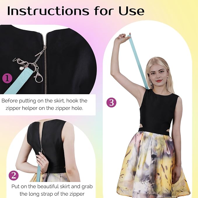 Back Zipper Helper and Bracelet Helper Tool Set for Dresses and Seniors | Zipper pull assist tool and dress zipper helper reach back zippers and fasten bracelets for women, seniors, and travelers