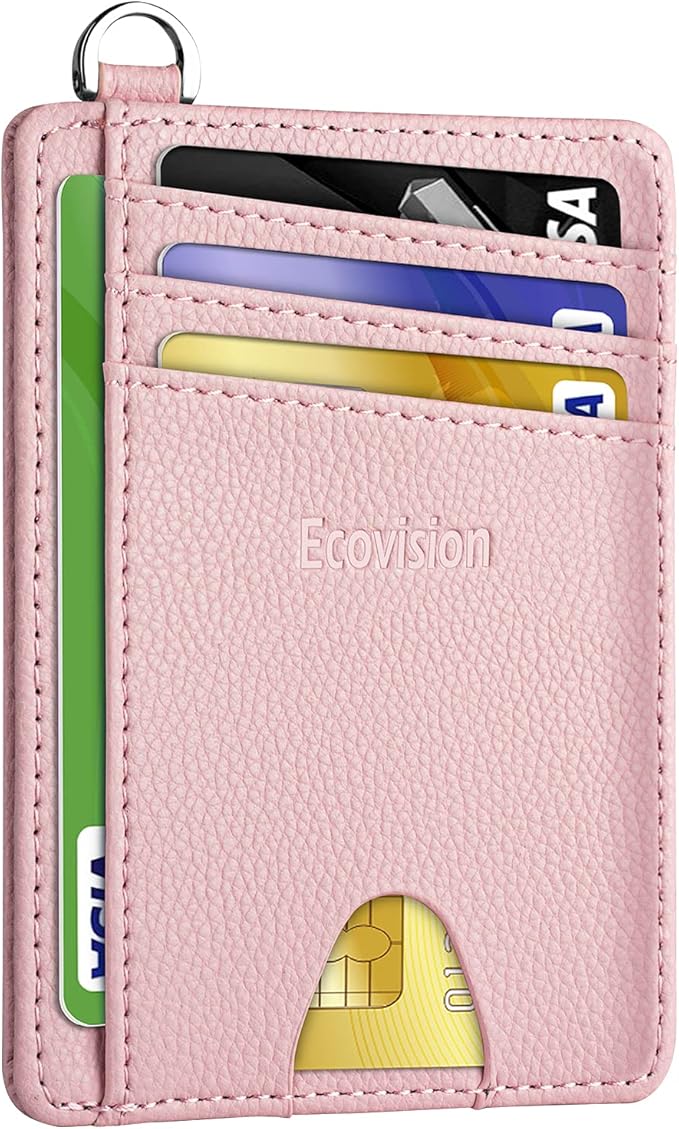 Slim Minimalist Front Pocket Wallet, RFID Blocking Credit Card Holder Wallet with Detachable D-Shackle for Men Women