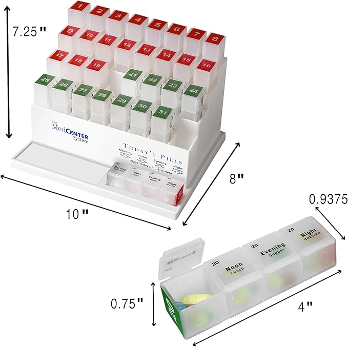 MedCenter HSA/FSA Travel Pill Organizer with Zipper Pouch & Tweezers – Portable 4-Day Medication Case with Labeled Compartments for Travel, Vitamins & Supplements