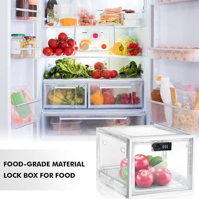 Yalikop Large Medicine Lock Box for Safe Medication 11.9 x 9.3 x 7.6 inches Lockable Organizer First Aid with Code for Medication Snack Food Home Office Dorms Safety(White)