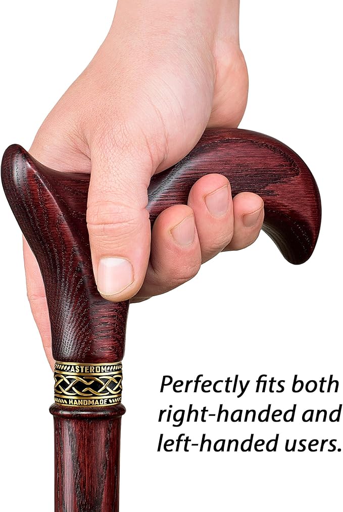 Asterom Walking Cane - Handmade, Ergonomic, Wooden - Canes for Men & Women - Walking Sticks for Seniors, Unique, Wood
