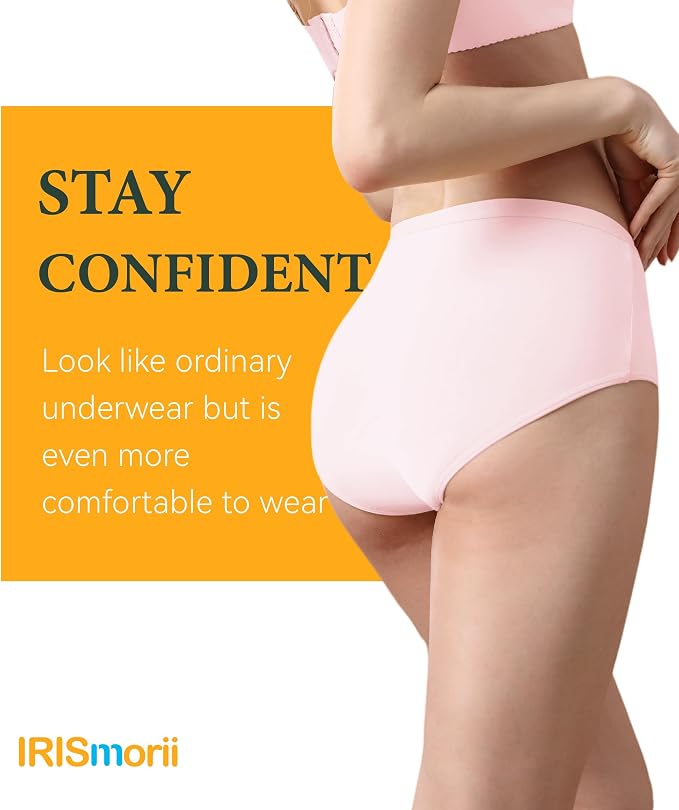Women's Incontinence Underwear Washable Leakproof 3 Pack | 56ml Absorbency,5-Layer Leakproof Guard,Postpartum Bladder Leak,Odor Free,Soft Breathable Cotton Reusable Panties for Women