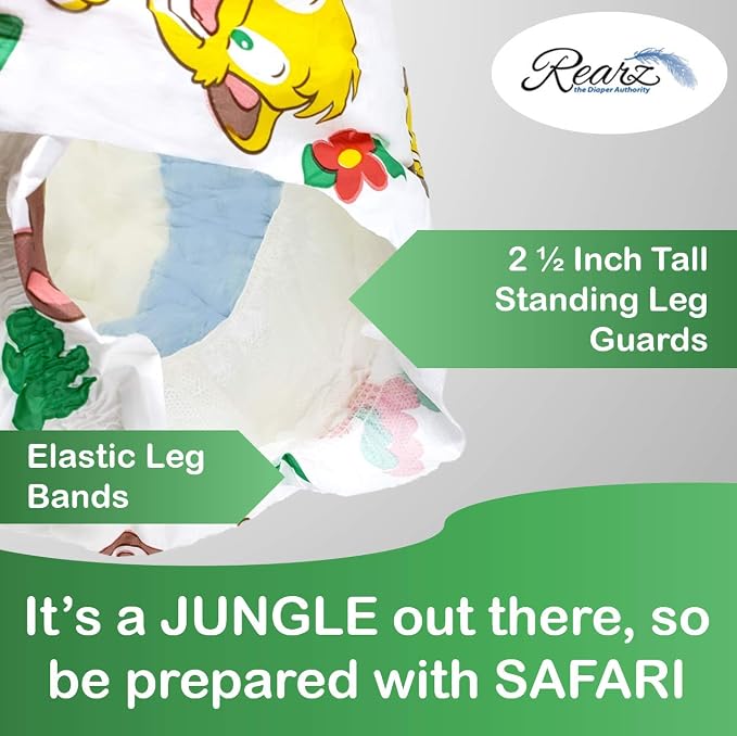 Rearz - MEGA Safari - 11,000ml Adult Printed Diaper (Sample 2 Pack) (Medium, 32'' - 40'')